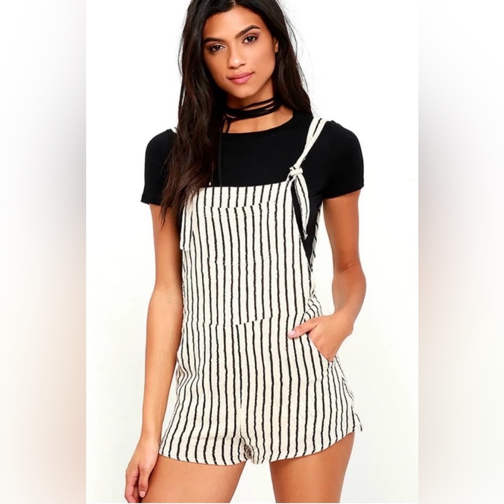 Striped Black and White Overalls